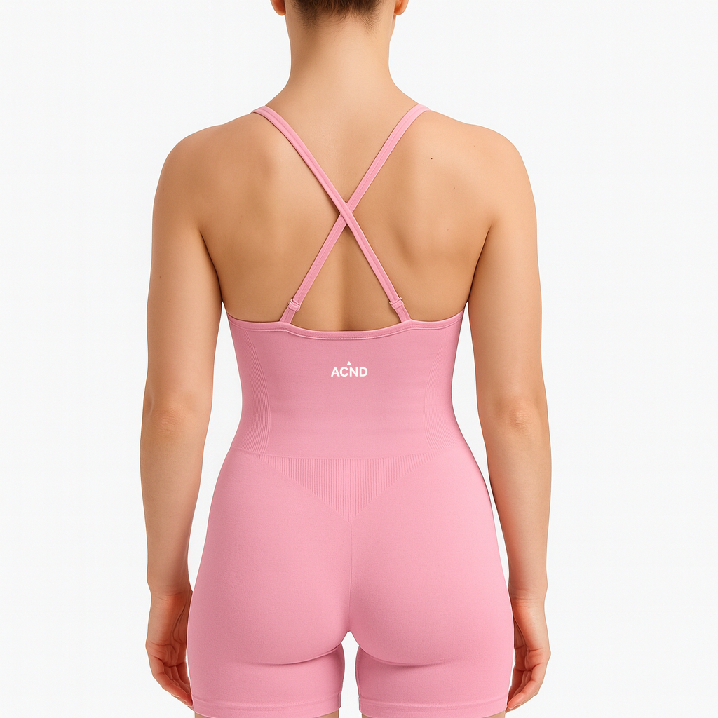 Pink Figure form Unitard (back view) – Ascend Active activewear